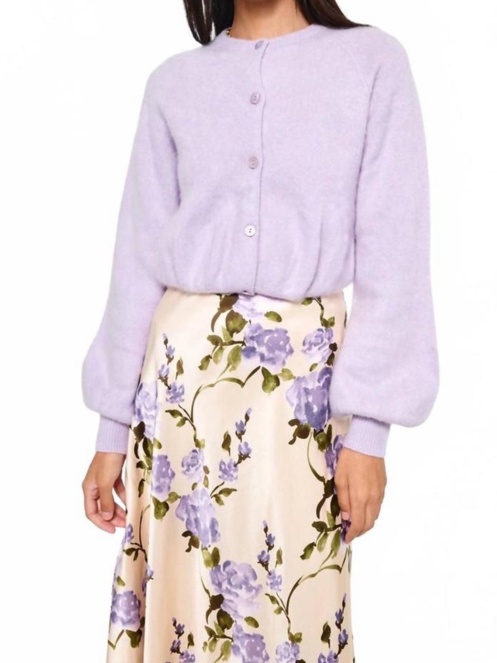 Cami NYC Cashmere Cardigan Moonflower Purple Button Front Sweater M NWT